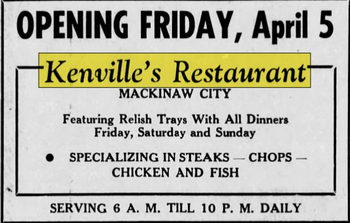 Kenvilles Restaurant - April 1963 Ad